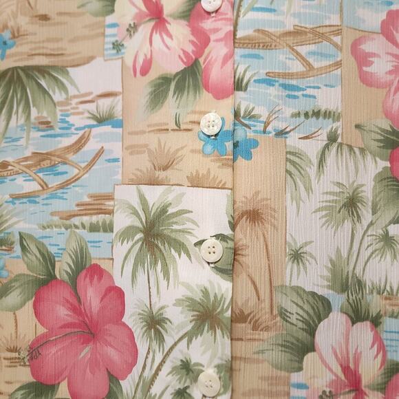 Bonworth Floral Hawaiian Shirt Size L Hibiscus Beach Travel Cruise Vacation​ - Picture 5 of 6